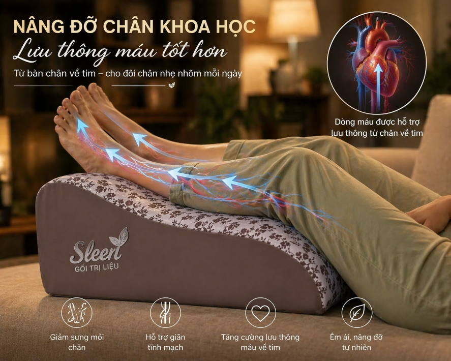 gối kê chân giãm suy giãn tĩnh mạch sleen
